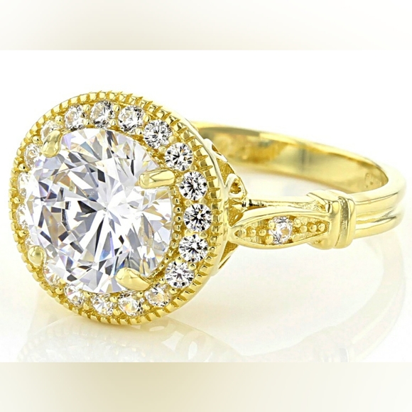 🌟Size 10 Ring White Cubic Zirconia 18K Gold Over Sterling Silver - Picture 3 of 9